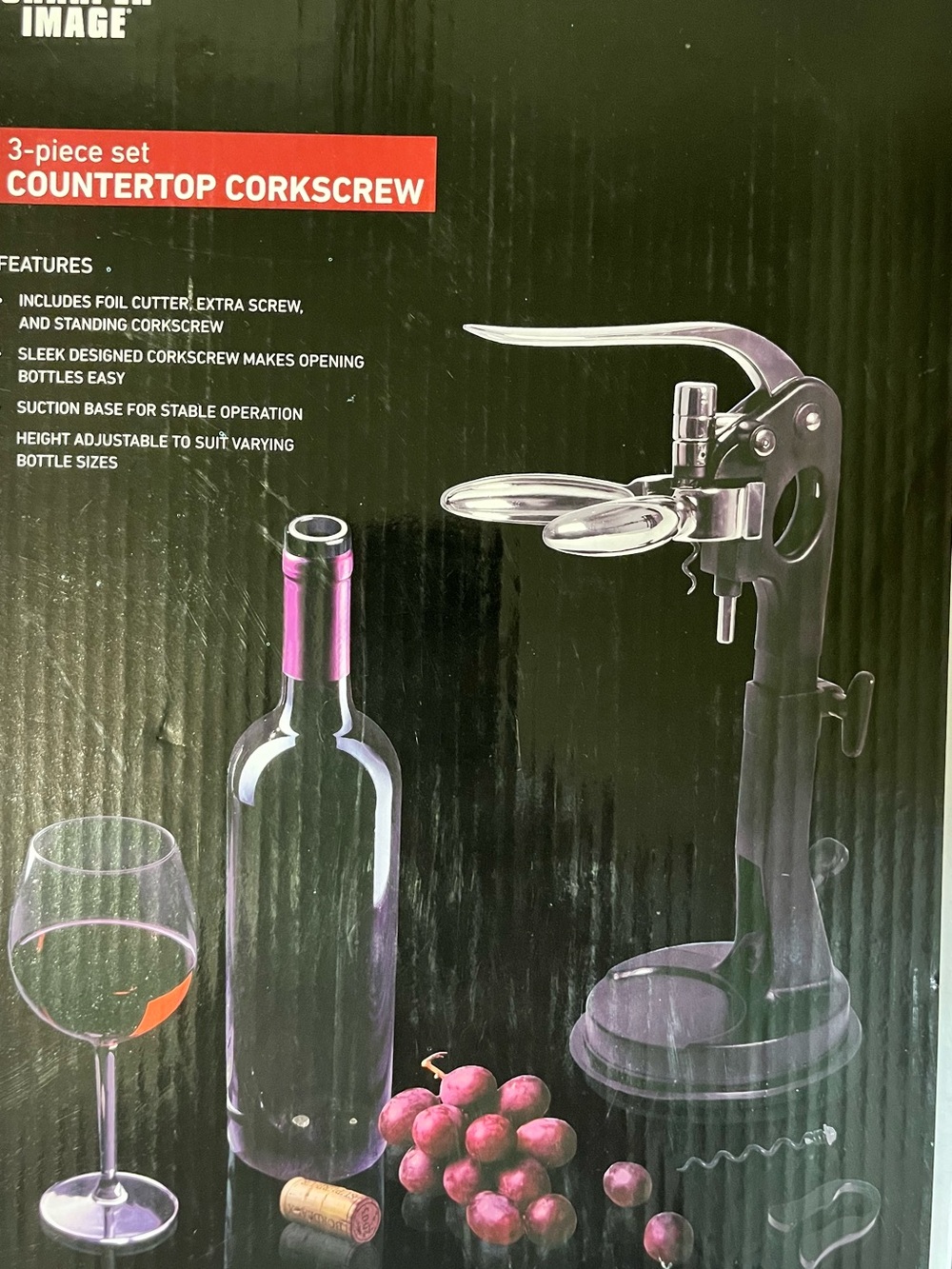 Sharper Image Black and Silver Countertop Corkscrew Set